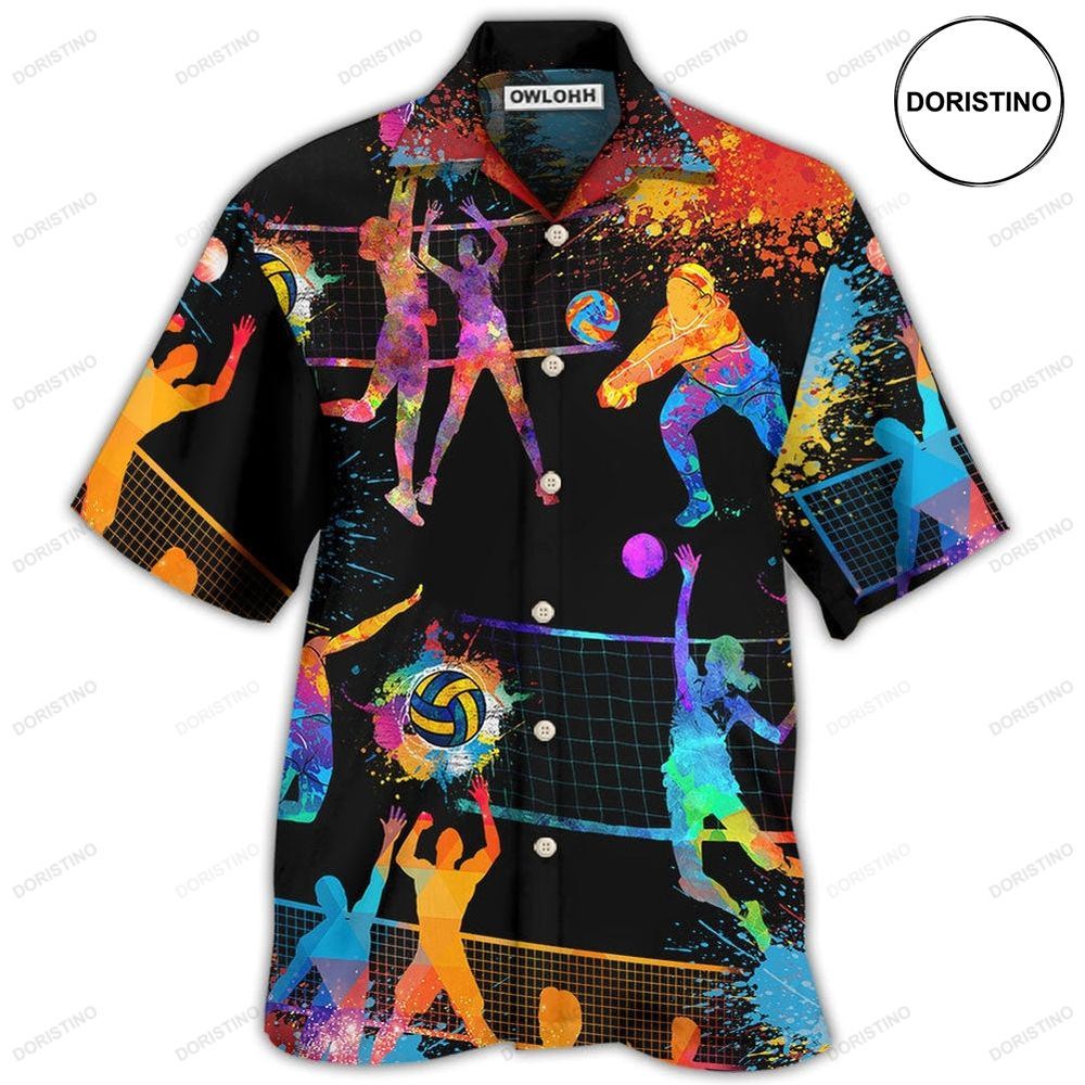 Volleyball Art Mix Color Hawaiian Shirt