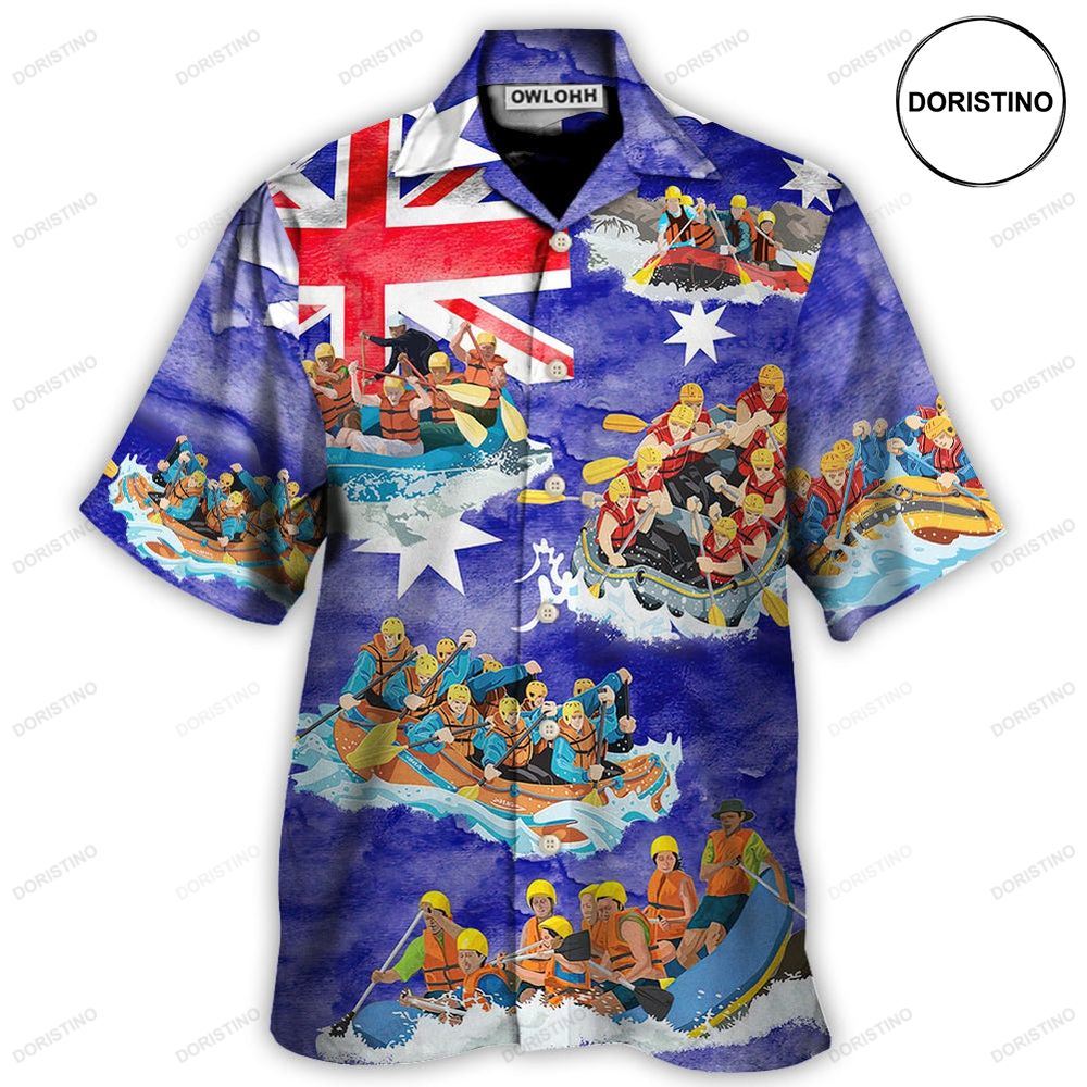 Water Rafting River Rafting Team Funny Lover Australia Flag Vintage Art Awesome Hawaiian Shirt