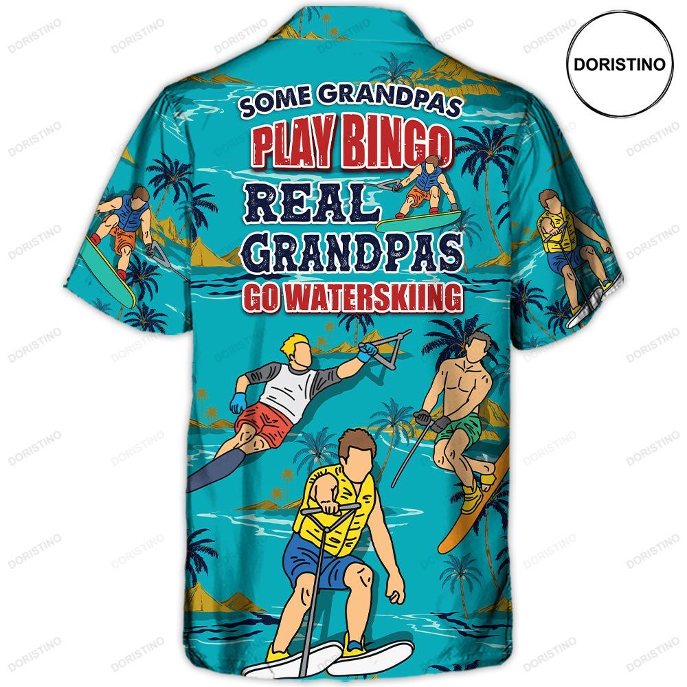 Waterskiing Granpa Some Grandpas Play Bingo Real Grandpas Waterski Lover Waterski Limited Edition Hawaiian Shirt