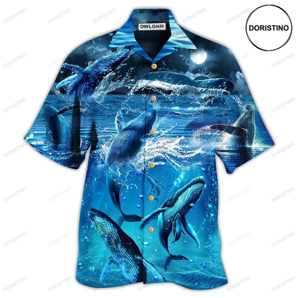 Whale Love Ocean Blue Awesome Hawaiian Shirt