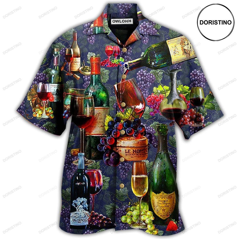 Wine Life Is Better With A Glass Of Wine Grape Awesome Hawaiian Shirt