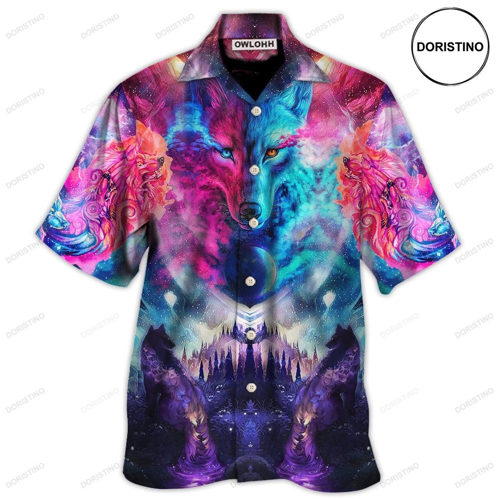 Wolf Colorful Loves Over Night Awesome Hawaiian Shirt