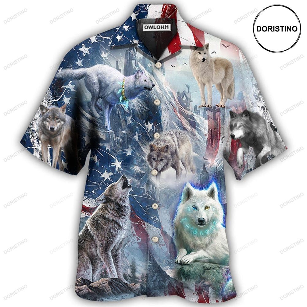 Wolf Independence Day Snow Mountain Limited Edition Hawaiian Shirt