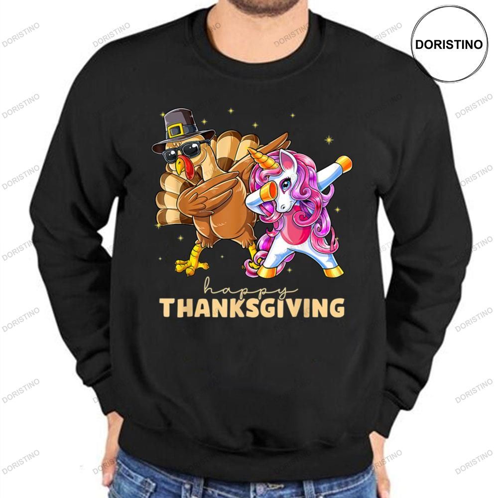 Unicorn Turkey Dabbing Funny Happy Thanksgiving Limited Edition T-shirt
