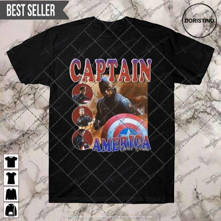 Captain America Movie Chris Evans Black Doristino Tshirt Sweatshirt Hoodie