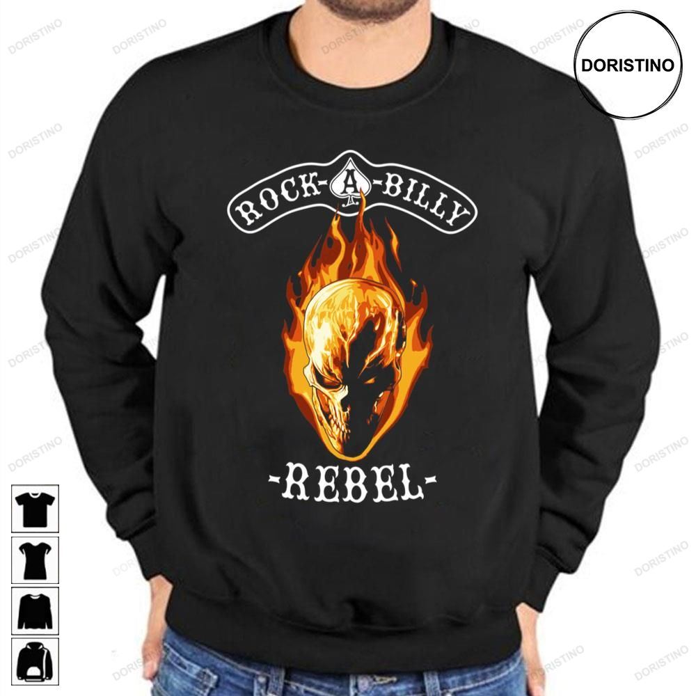 Rockabilly Rebel Flaming Skull Awesome Shirts