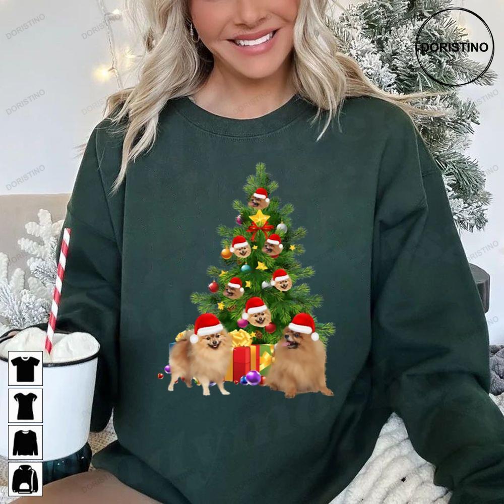 Pomeranian Dog Christmas Tree 2 Doristino Sweatshirt Long Sleeve Hoodie