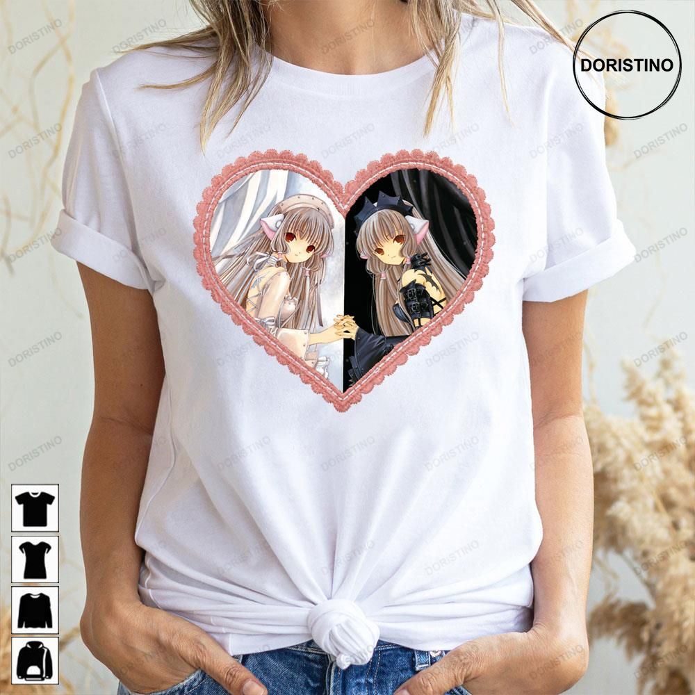Chobits Anime Chii And Freya Lace Trim Heart Doristino Limited Edition T-shirts