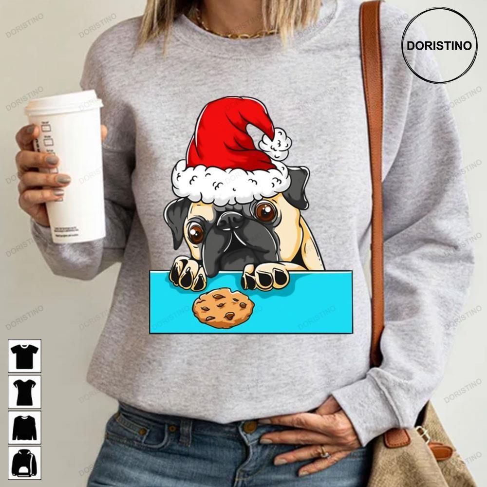 Pug Dog With Santa Claus Hat Funny Christmas 2 Doristino Sweatshirt Long Sleeve Hoodie
