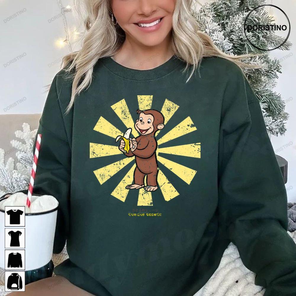 Retro Japanese Curious George A Very Monkey Christmas 2 Doristino Hoodie Tshirt Sweatshirt