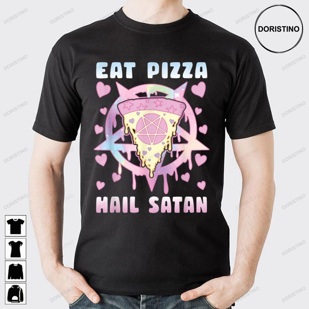 Eat Pizza Hail Satan Occult Satanic Doristino Awesome Shirts