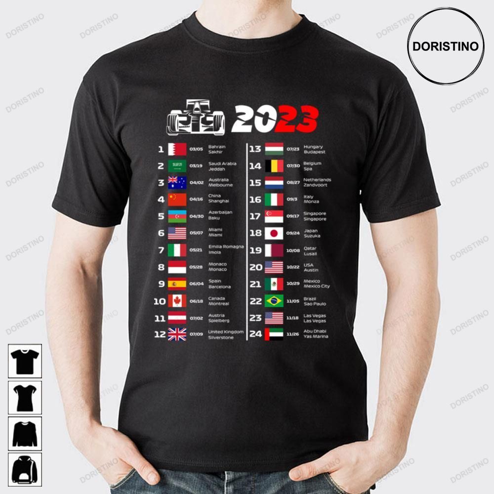 Formula One Calendar 2023 Doristino Limited Edition T-shirts