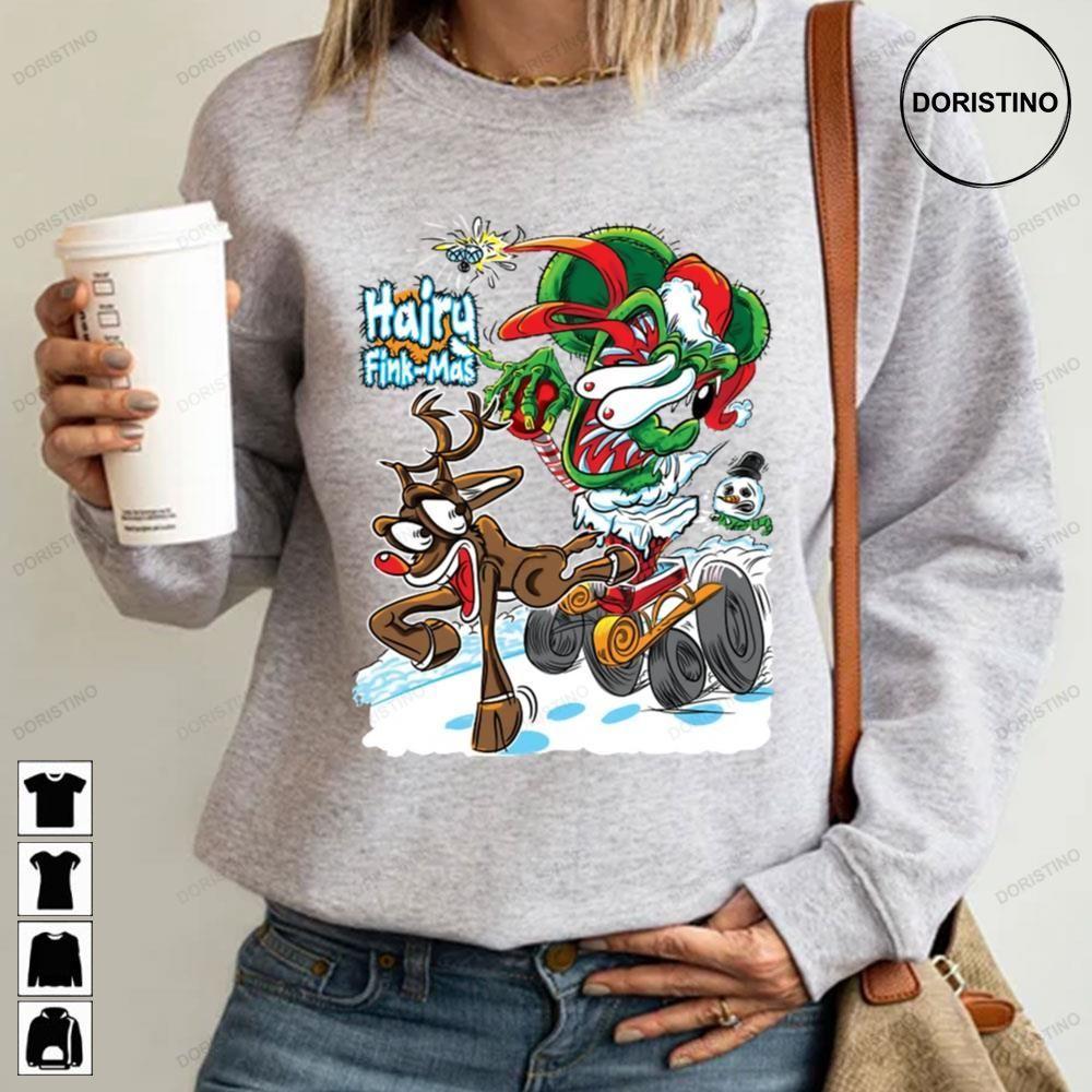 Santa Fink-mas Rudolph The Red Nosed Reindeer Christmas 2 Doristino Sweatshirt Long Sleeve Hoodie