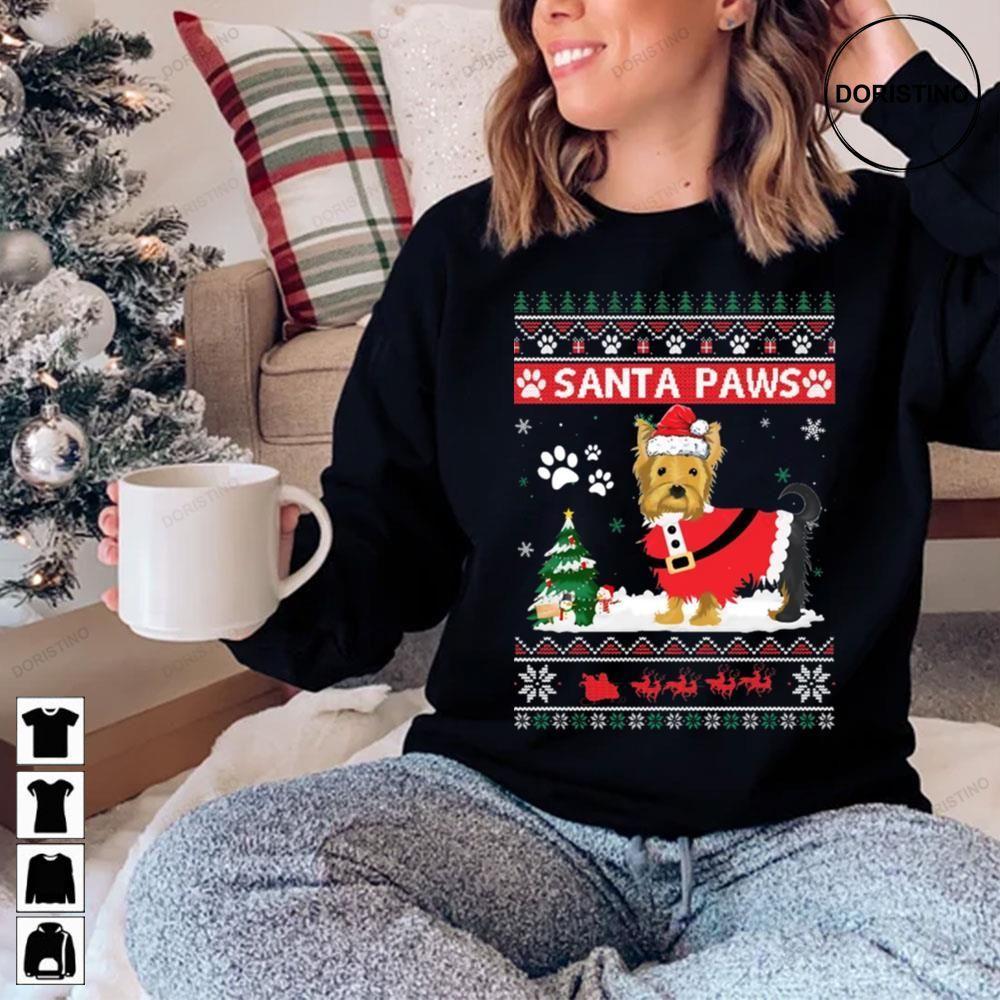 Santa Paws Yorkie Merry Christmas Dog Funny Xmas 2 Doristino Sweatshirt Long Sleeve Hoodie