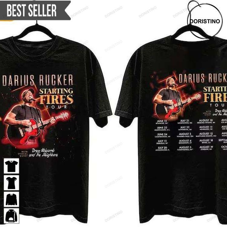 Darius Rucker Starting Fires Tour 2023 Short-sleeve Doristino Hoodie Tshirt Sweatshirt