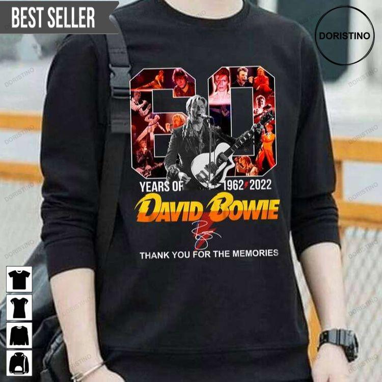 David Bowie 1962-2022 Signature Thank You For The Memories Doristino Hoodie Tshirt Sweatshirt