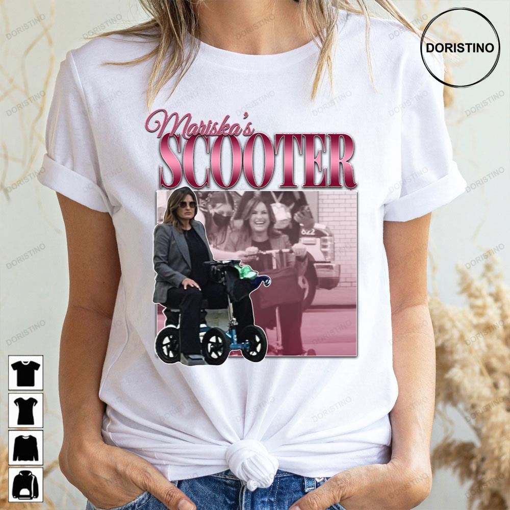 Mariska Hargitay In Her Knee Scooter 90s Inspired Vintage Homage Doristino Limited Edition T-shirts