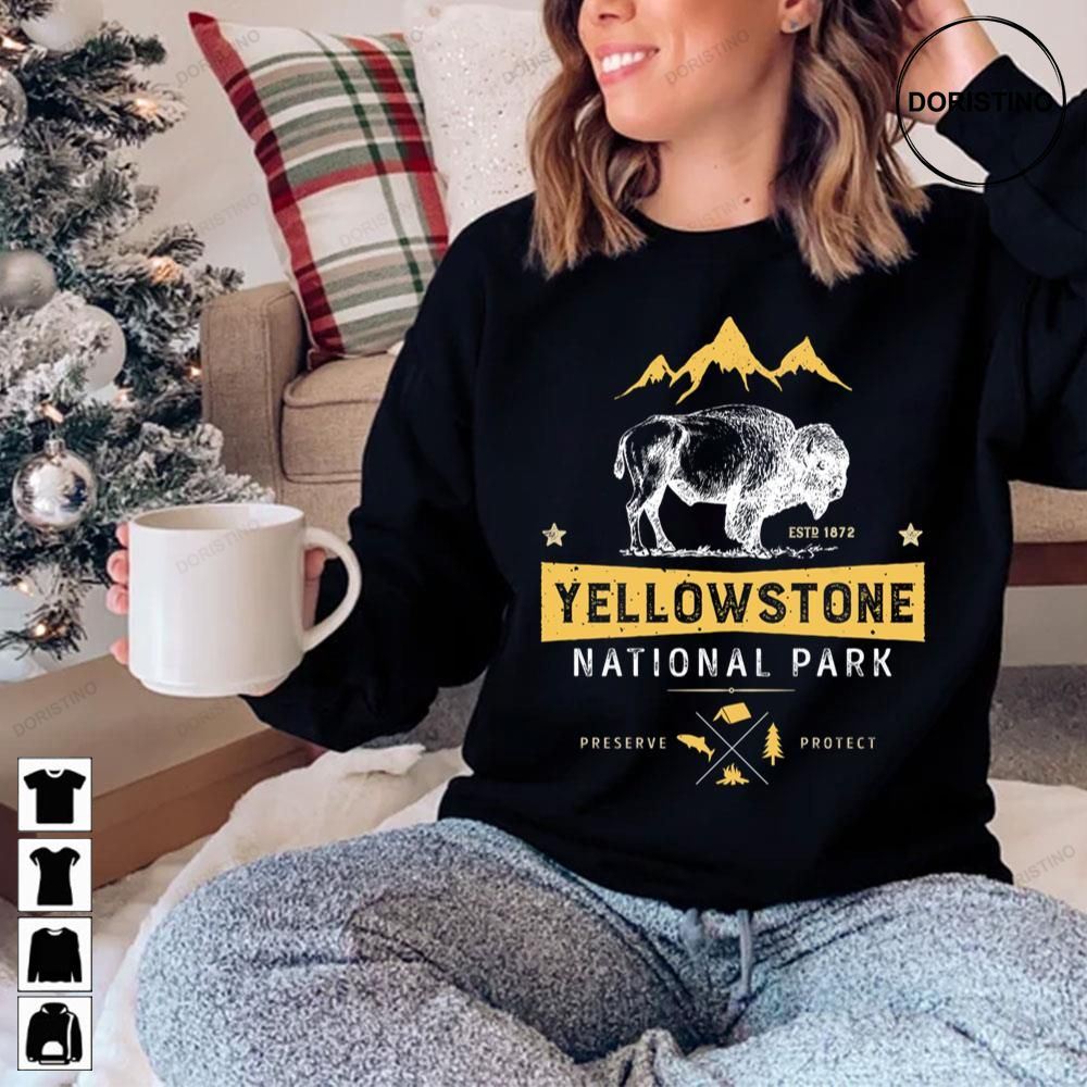 Yellowstone National Park Bison Buffalo Vintage Trending Style