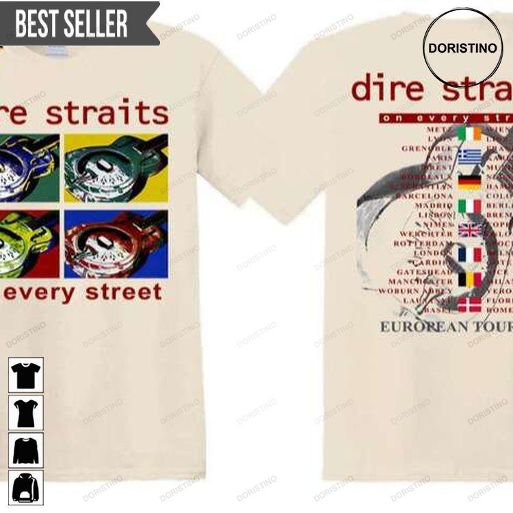 Dire Straits On Every Street Europe Tour 1992 Short-sleeve Doristino Sweatshirt Long Sleeve Hoodie