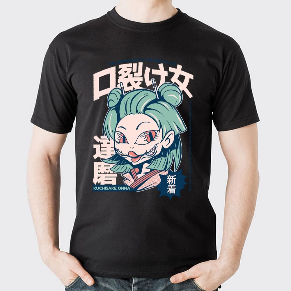 Slit Mouth Lady Kuchisakeonna Japanese Horror Design 2 Doristino Awesome Shirts