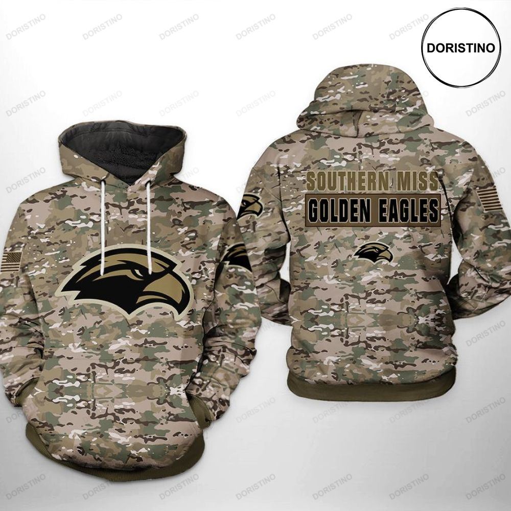 Southern Miss Golden Eagles Ncaa Camo Veteran All Over Print Hoodie