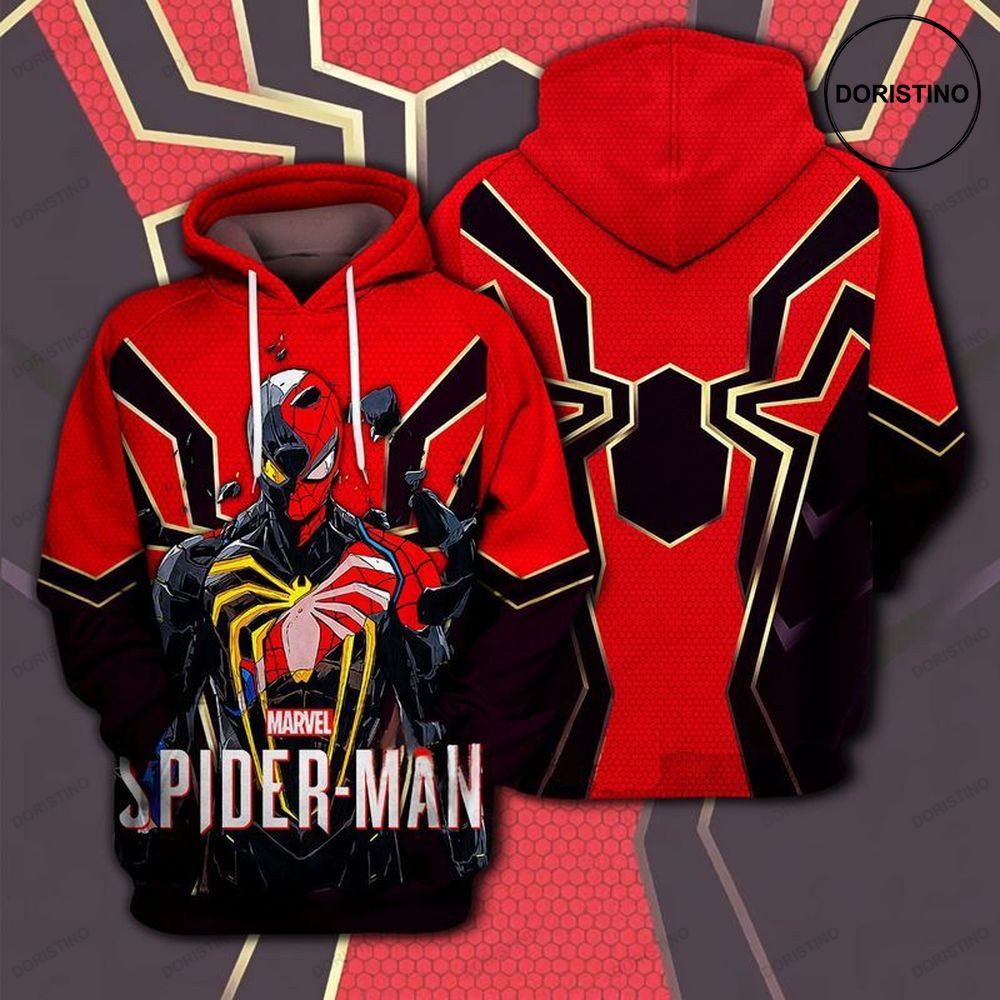 Spider Red In Black Awesome 3D Hoodie
