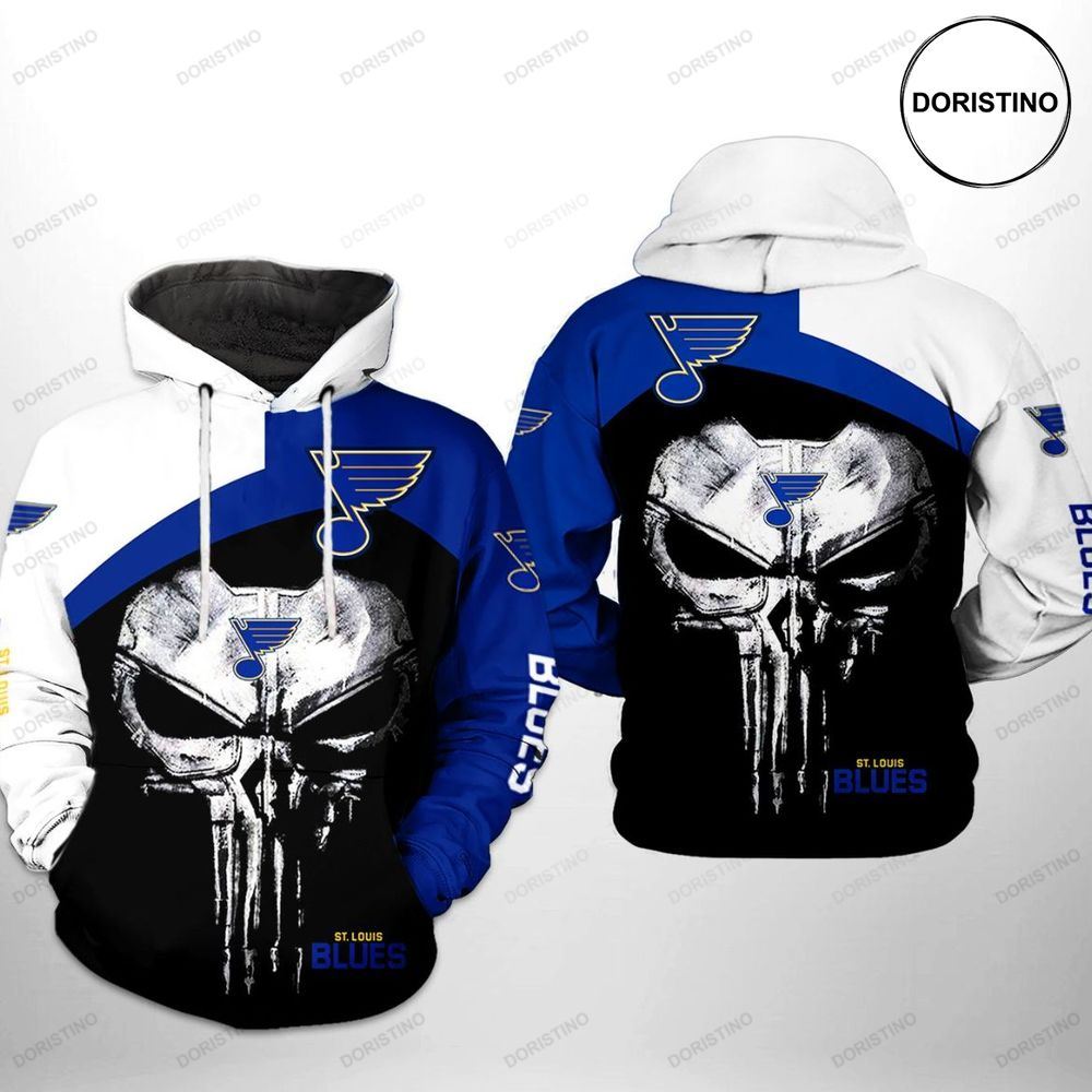 St Louis Blues Nhl Skull Punisher Limited Edition 3d Hoodie