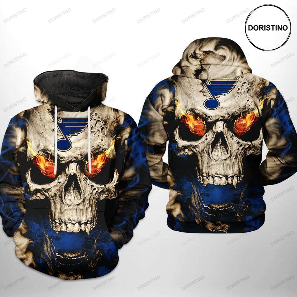 St Louis Blues Nhl Skull Awesome 3D Hoodie