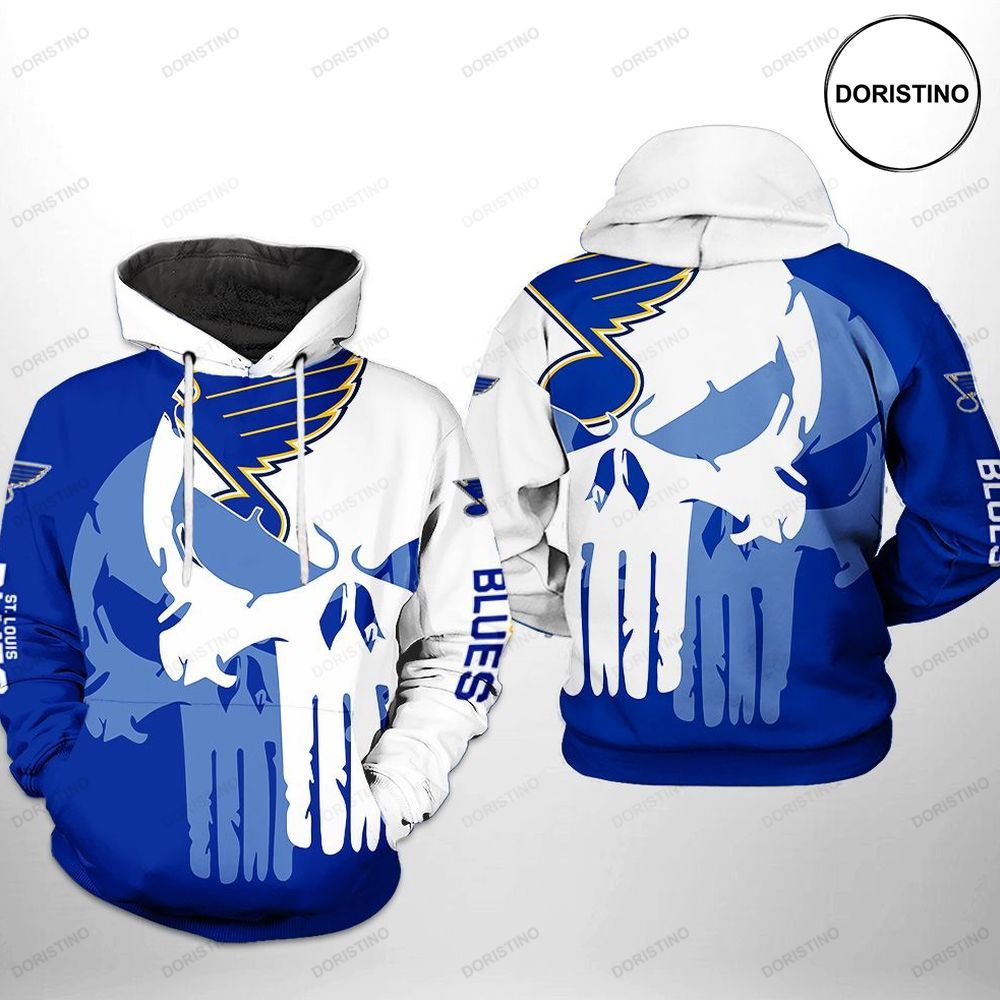 St Louis Blues Nhl Team Skull Awesome 3D Hoodie