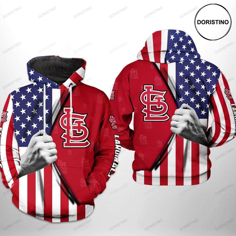 St Louis Cardinals Mlb Us Flag Awesome 3D Hoodie