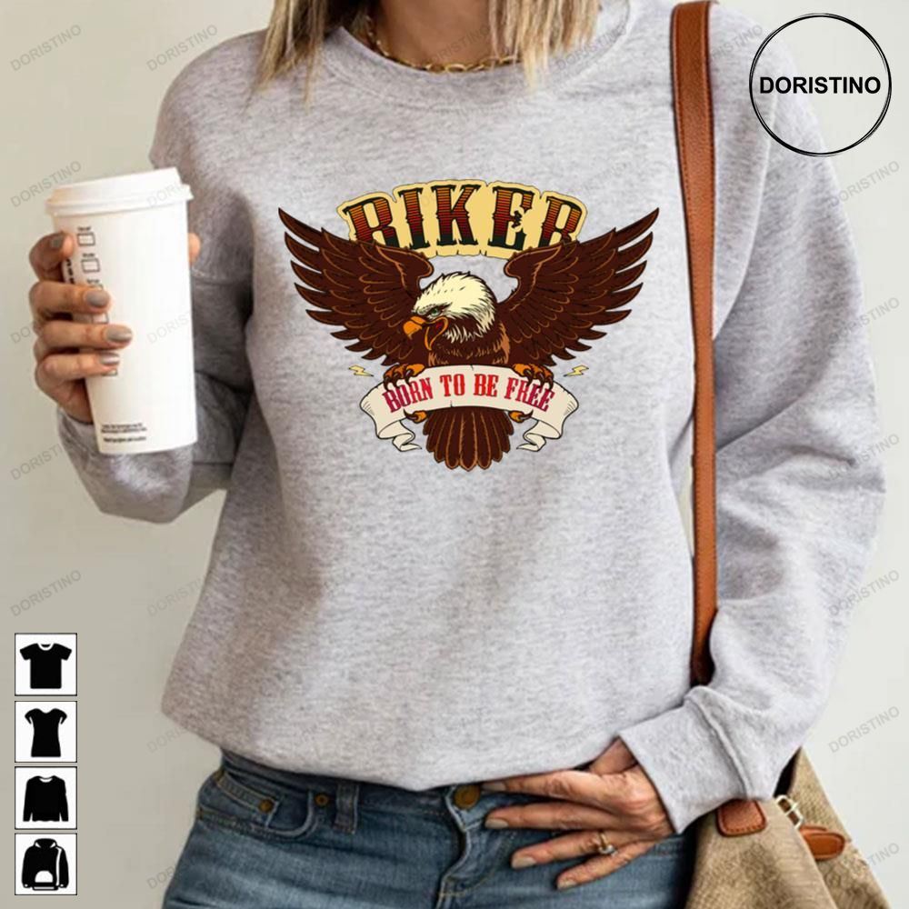 Biker Born To Be Free Eagle Wings Trending Style