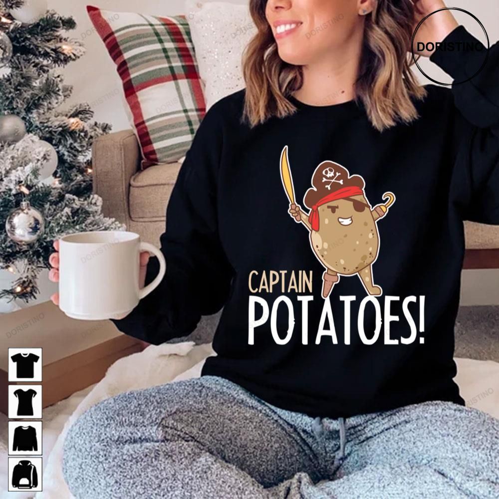 Captain Potatoes Funny Potato Ship Pirate Food Trending Style