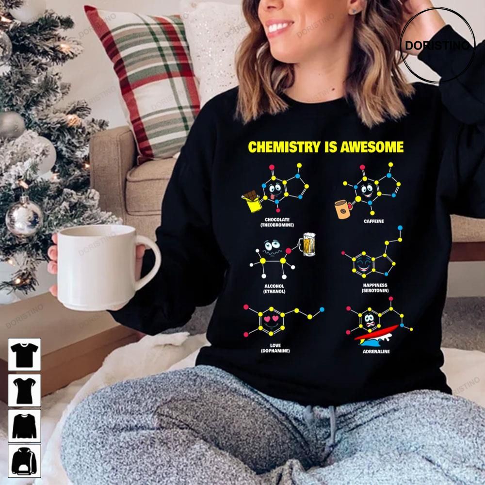 Chemistry Is Funny Kawaii Chemistry Molecules Graphic Awesome Shirts