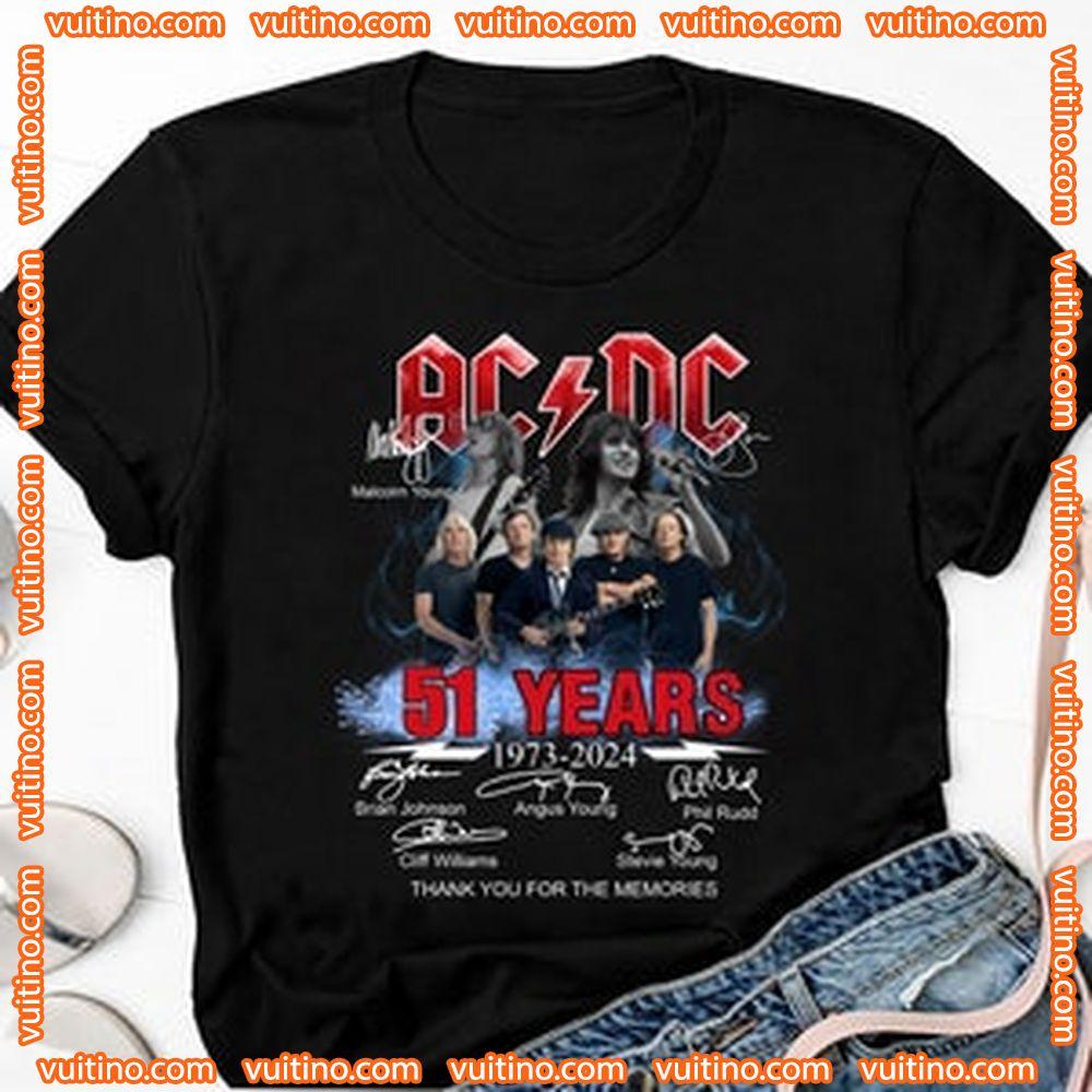 Acdc Band 51st Anniversary 1973 2023 Signature Double Sides Apparel