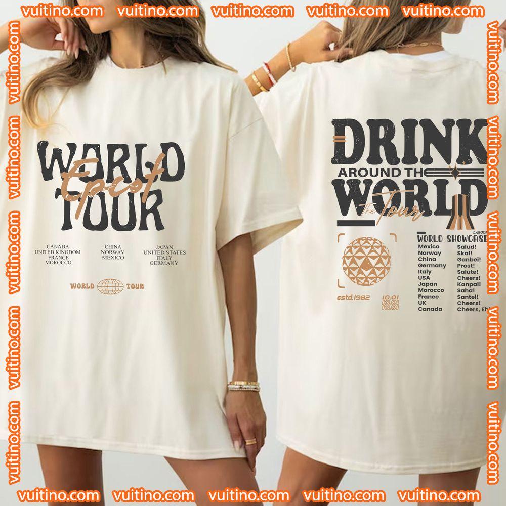 Disney Epcot Drink Around The Tour 2024 Double Sides Shirt