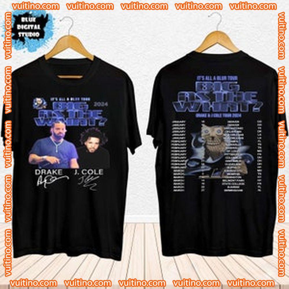 Drake J Cole Big As The What Music Tour 2024 Double Sides Merch
