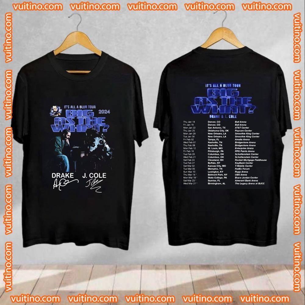 Drake J Cole Its All A Blur Big As The What Tour 2024 Double Sides Merch