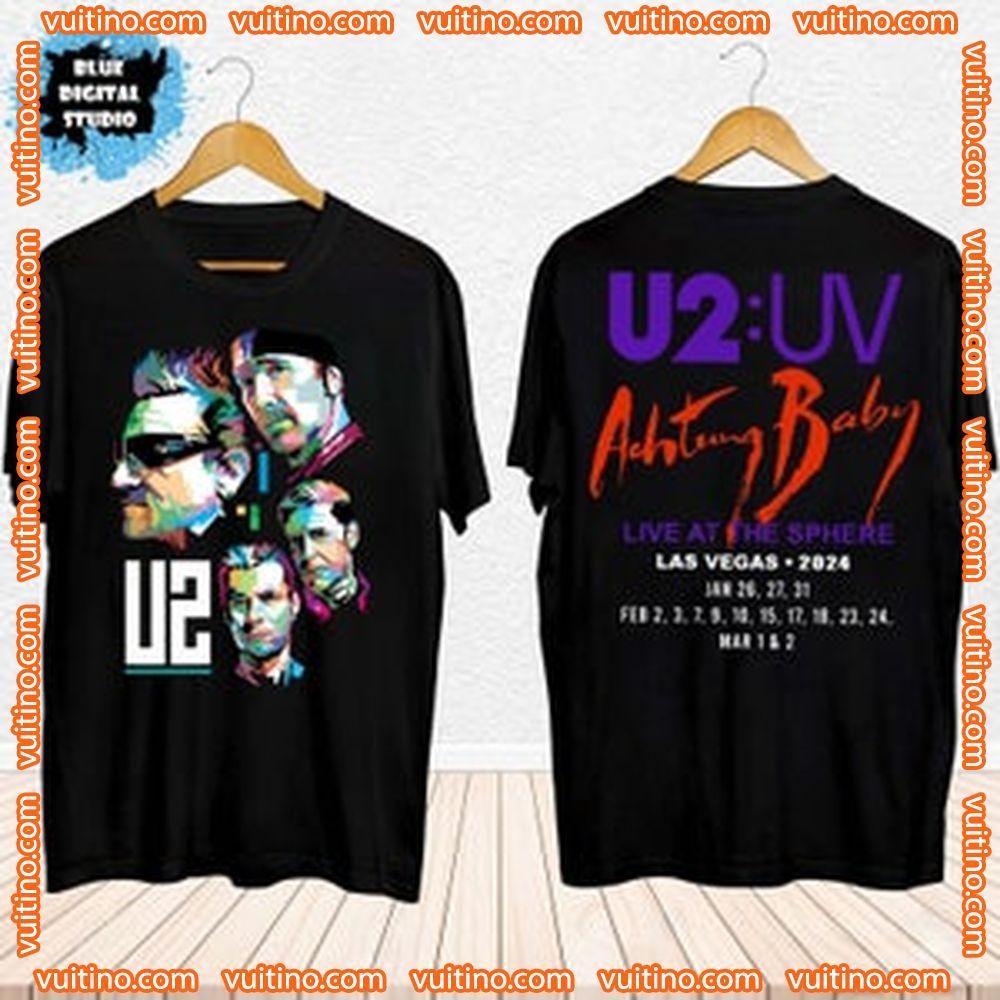 Graphic U2 Band Unisex Tour 2024 Double Sides Shirt