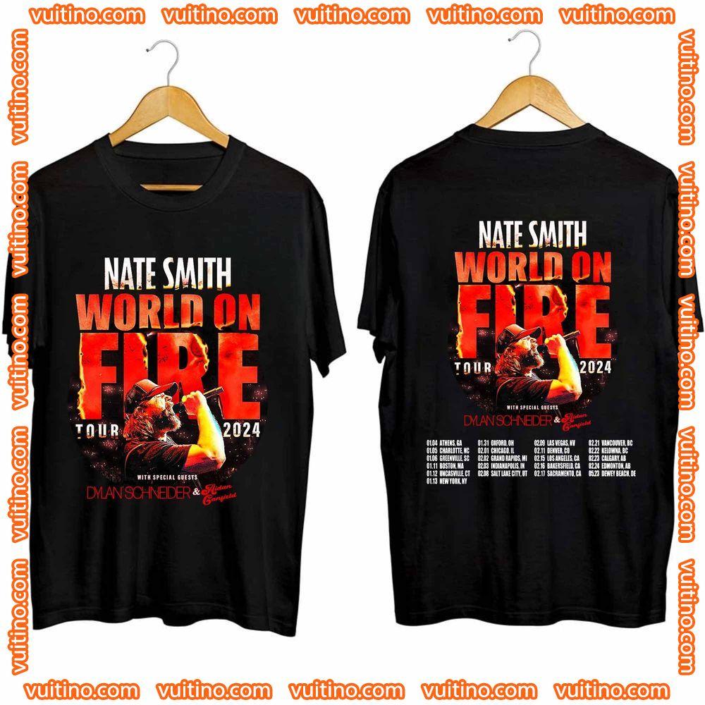 Nate Smith World On Fire Tour 2024 Double Sides Shirt