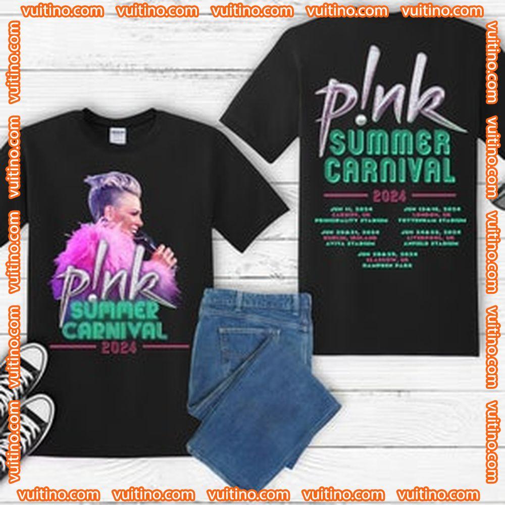 Pnk Pink Singer Uk Summer Carnival 2024 Festival Tour Double Sides Shirt
