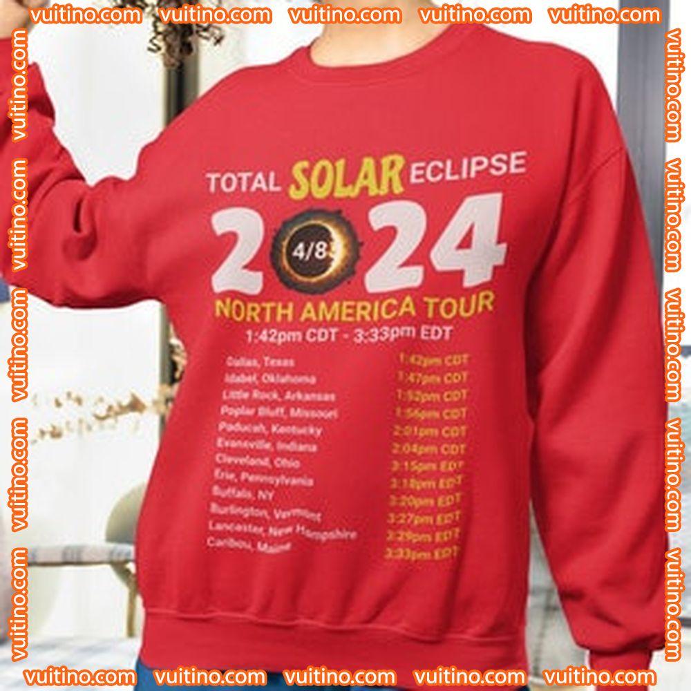 Solar Eclipse Space Fan North America Eclipse Tour 2024 Double Sides Shirt