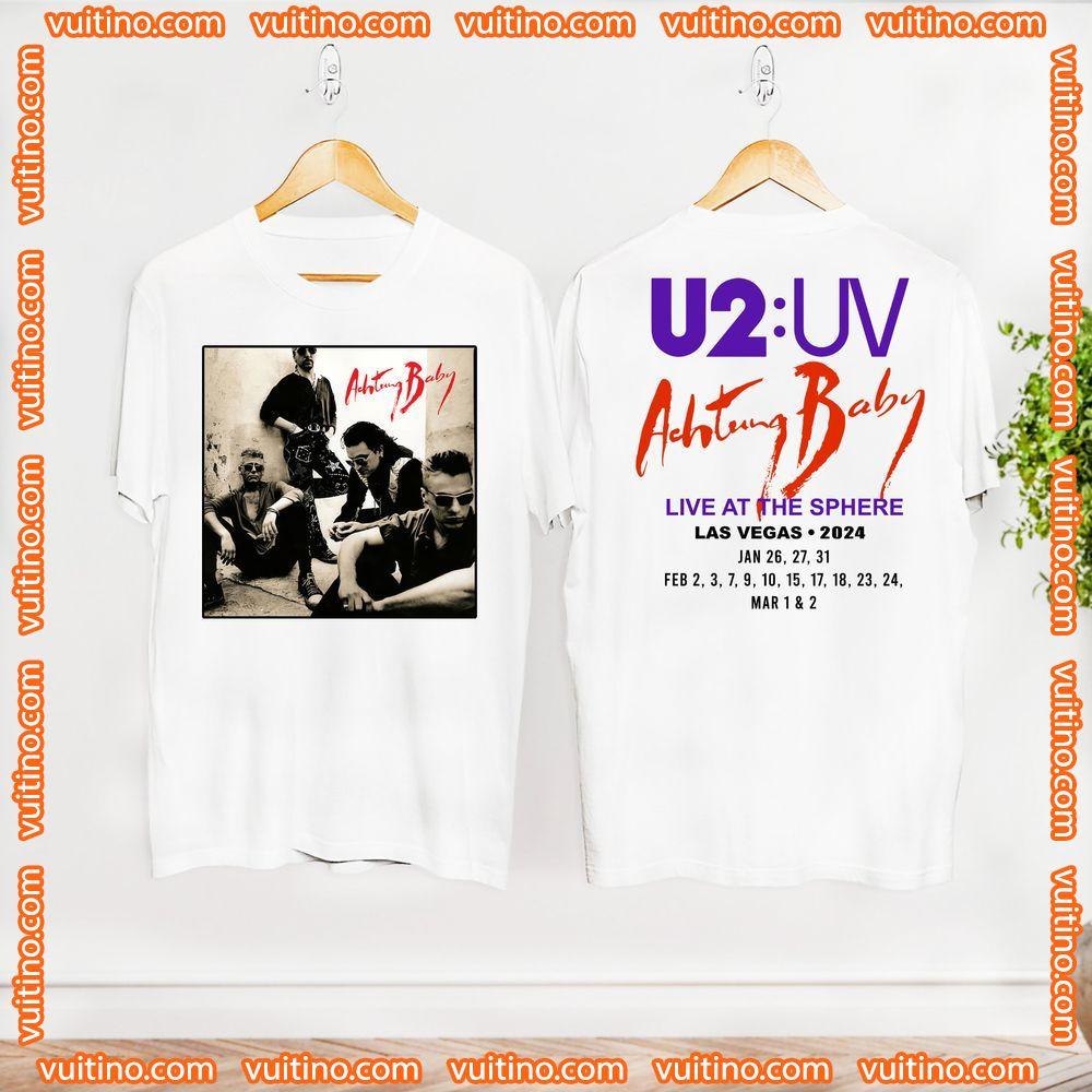 U2 Band Concert Merch Tour 2024 Double Sides Shirt