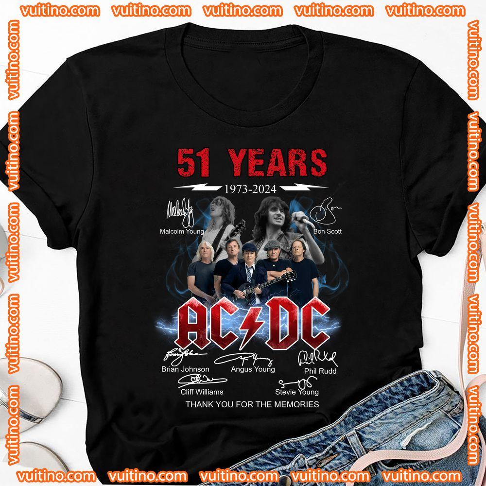 Vintage 51 Years Acdc 19732024 Tour 2024 Double Sides Merch