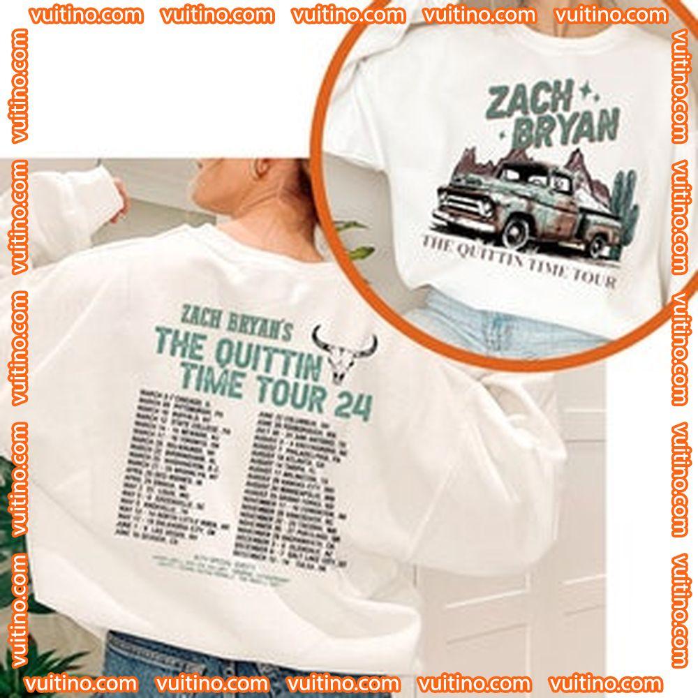 Zach Bryan The Quittin Time Tour 2024 Country Music Double Sides Shirt