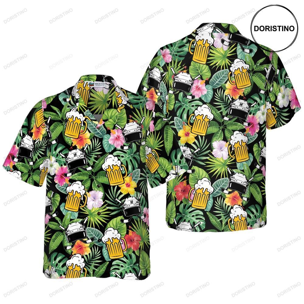 Summer Colorful Hockey And Beer Awesome Hawaiian Shirt