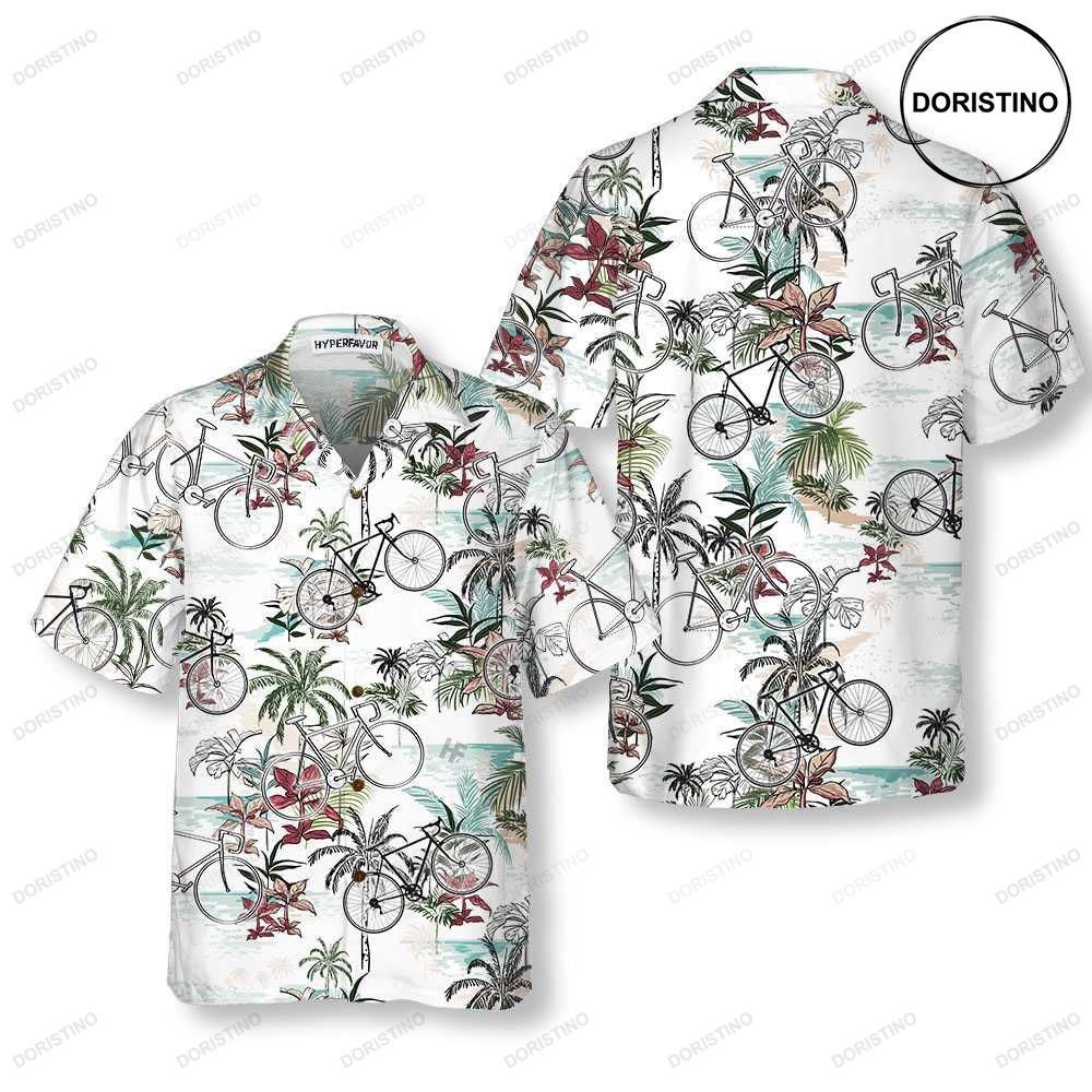 Summer Cycling Pattern Tropical Bicycle Best Gift For Bikers Hawaiian Shirt