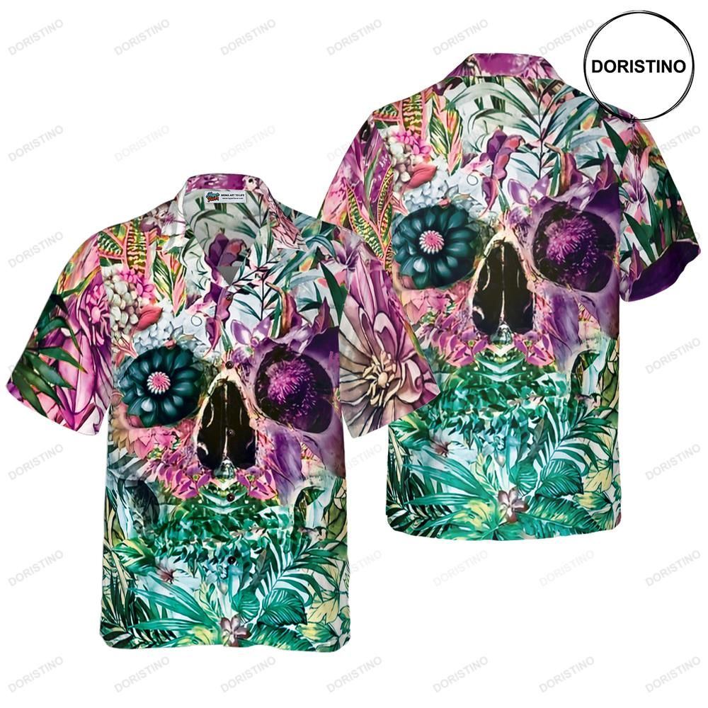Summer Tropical Skull Pattern Awesome Hawaiian Shirt