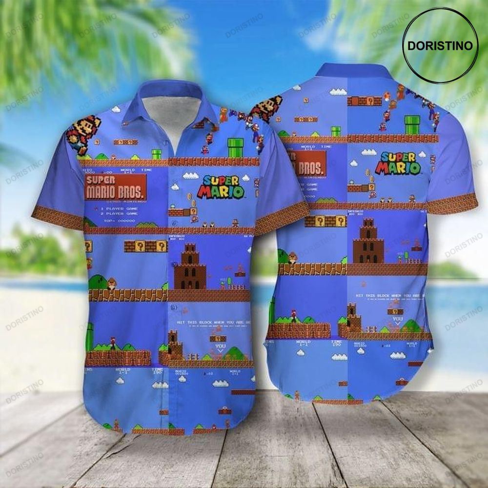 Super Mario Print Awesome Hawaiian Shirt