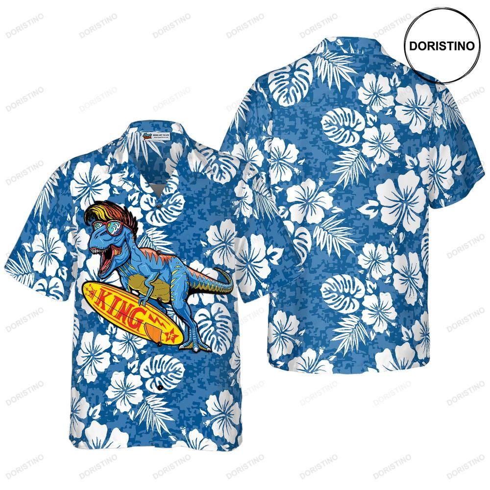 T-rex Catch The Waves Dinosaur Awesome Hawaiian Shirt