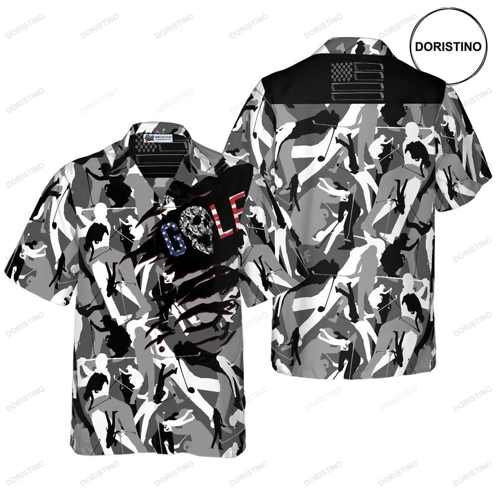 Tattered Bnw Camouflage Golf Awesome Hawaiian Shirt